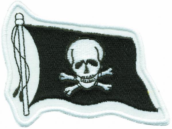 Aufnäher - Piraten Flagge - 04608 - Gr. ca. 9,5  x 7,5 cm - Patches Stick Applikation