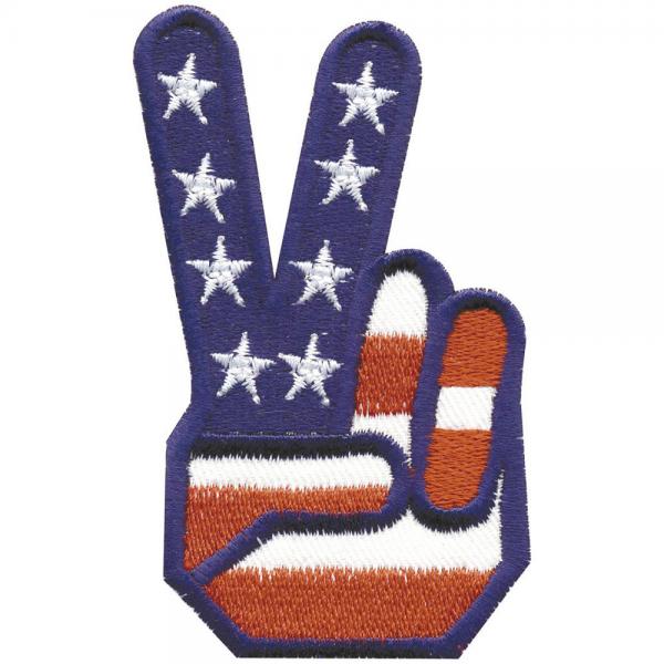 Aufnäher - USA Peace Finger - 03178 - Gr. ca. 5,5 x 9 cm - Patches Stick Applikation
