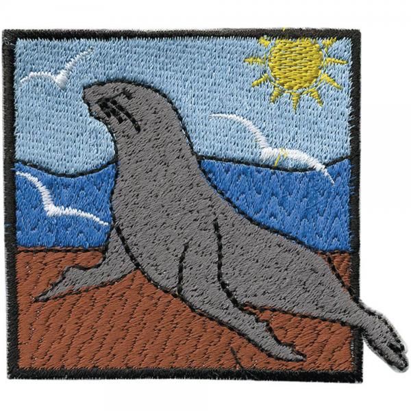 Aufnäher - Seehund am Strand - 04530 - Gr. ca. 6,5 x 6,5 cm - Patches Stick Applikation