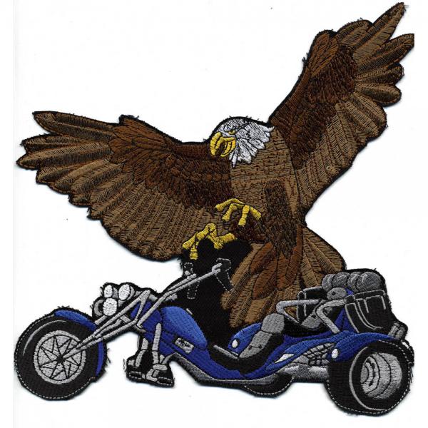Rückenaufnäher - Bike mit Adler - 08019 blau - Gr. ca. 22 x 21 cm - Patches Stick Applikation