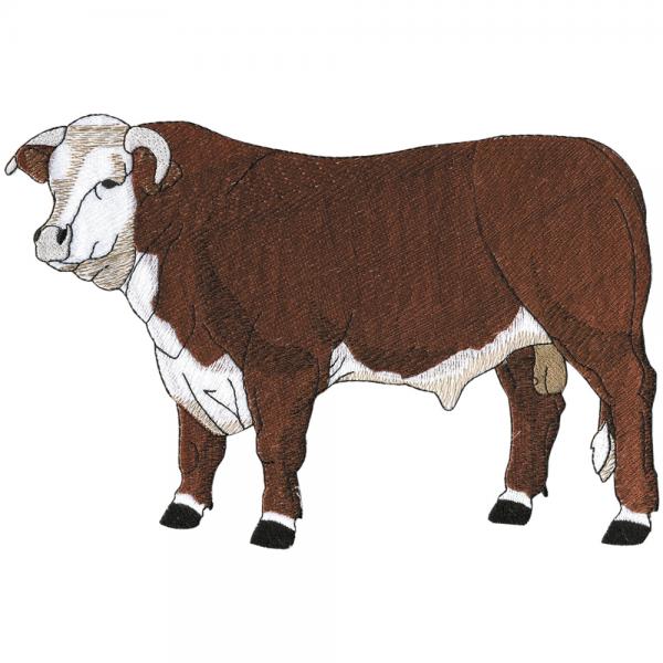 Rücken-Aufnäher - Bulle Stier braun-weiß - 08581 - Gr. ca. 26cm x 17cm