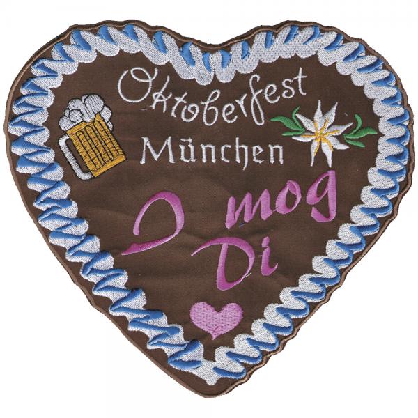 Rückenaufnäher - Oktoberfest München - Herz - 08593 - Gr. ca. 21 x 18 cm5 cm - Patches Stick Applikation