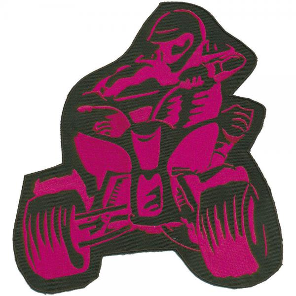 Rückenaufnäher- Quadfahrer - 88566 pink - Gr. ca. 23 x 25 cm - Patches Stick Applikation