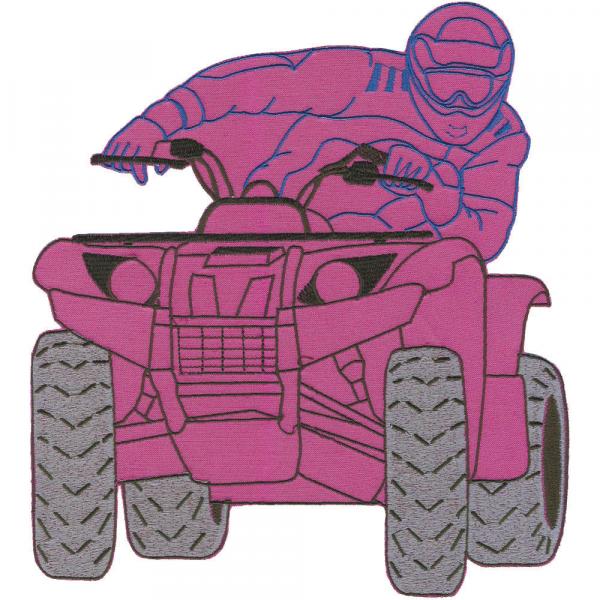 Rückenaufnäher - Quadfahrer pink - 88567B - Gr. ca. 23 x 25 cm - Patches Stick Applikation