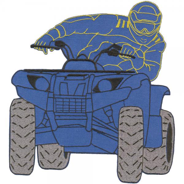 Rückenaufnäher - Quadfahrer - 88567 blau - Gr. ca. 23 x 25cm - Patches Stick Applikation
