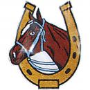 Aufnäher Stick Emblem Abzeichen Patches Applikation Aufnäher Motivstick &quot;Pferd Hufeisen Glücksbringer&quot; NEU Gr. ca. 7,5cm x 9cm (04372)